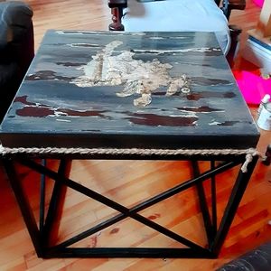 Upcycled Refinished Newfie Side Table